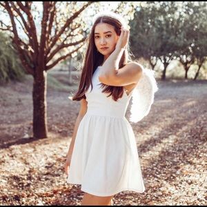 White Backless Dress with Pockets